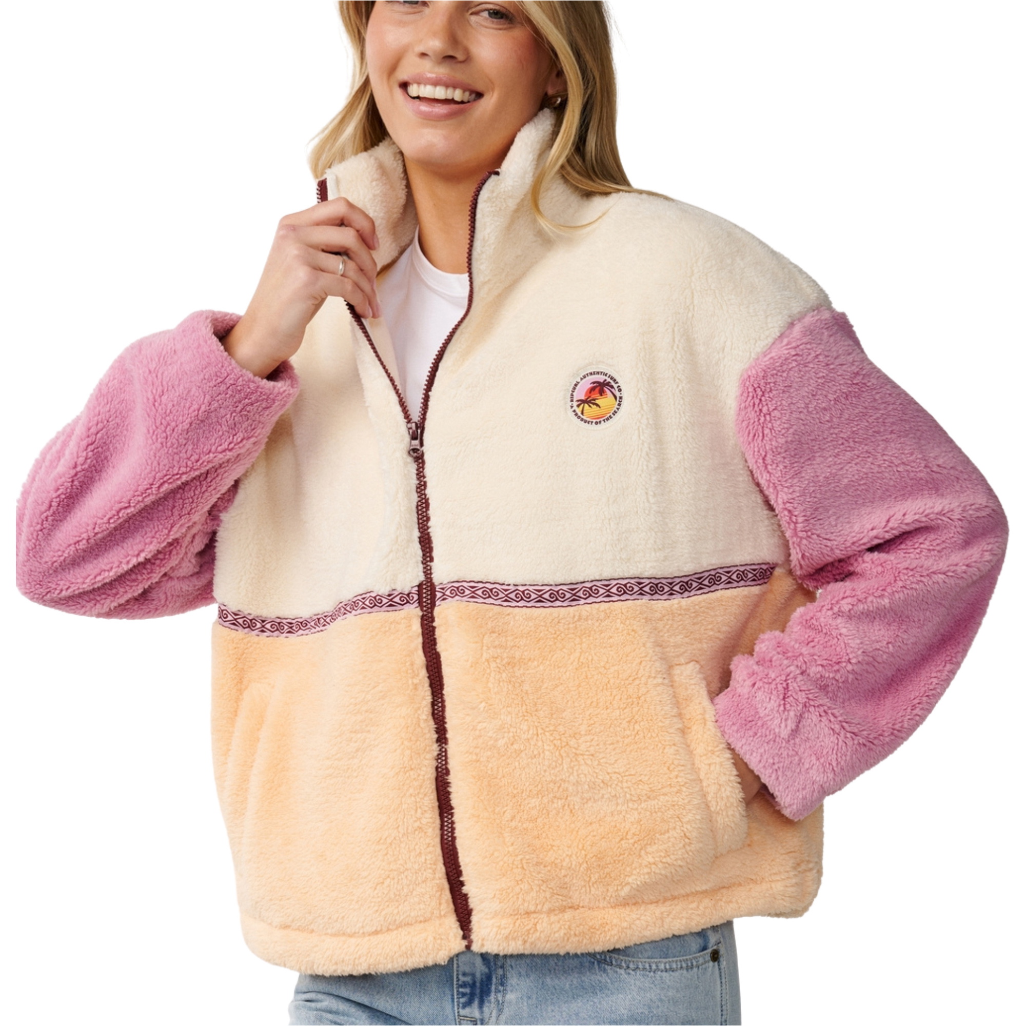 2026 Rip Curl Womens Surf Revival Heritage Polar Zip Thru Fleece 0D6WFL - Shell